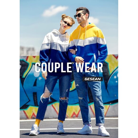 Men's White Black Novelty Pullover Fleece Hoodie Long Sleeve Casual Sweatshirt - Picture 6 of 7